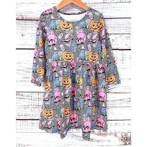 Halloween Ghost Pumpkin Disco Skater Long Sleeve Dress Boutique Girls 6 6Y
